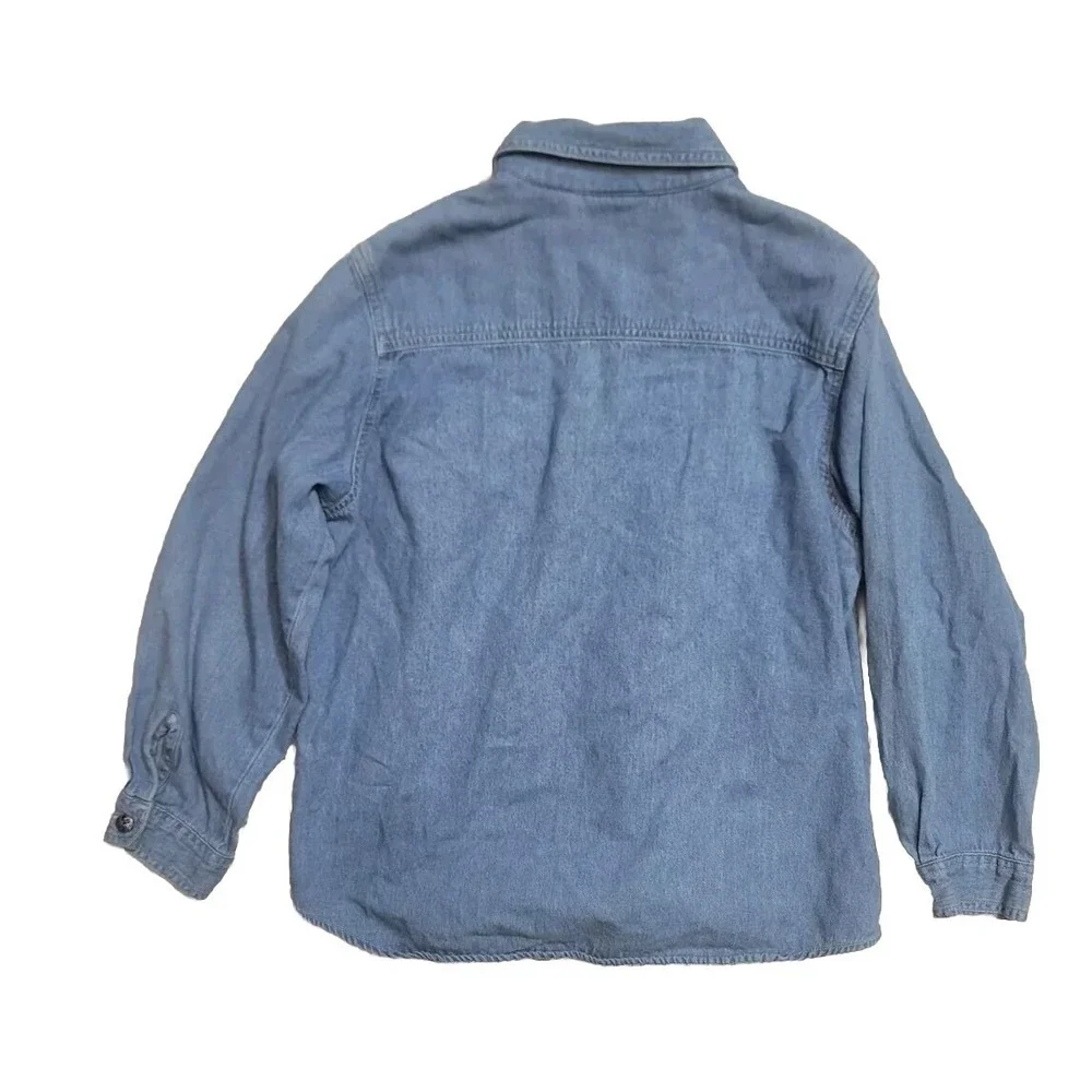 Vintage WALT DISNEY CO GIRL'S BLUE DENIM SHIRT EMBROIDERED MICKEY‎ CLASSICS 12 Y